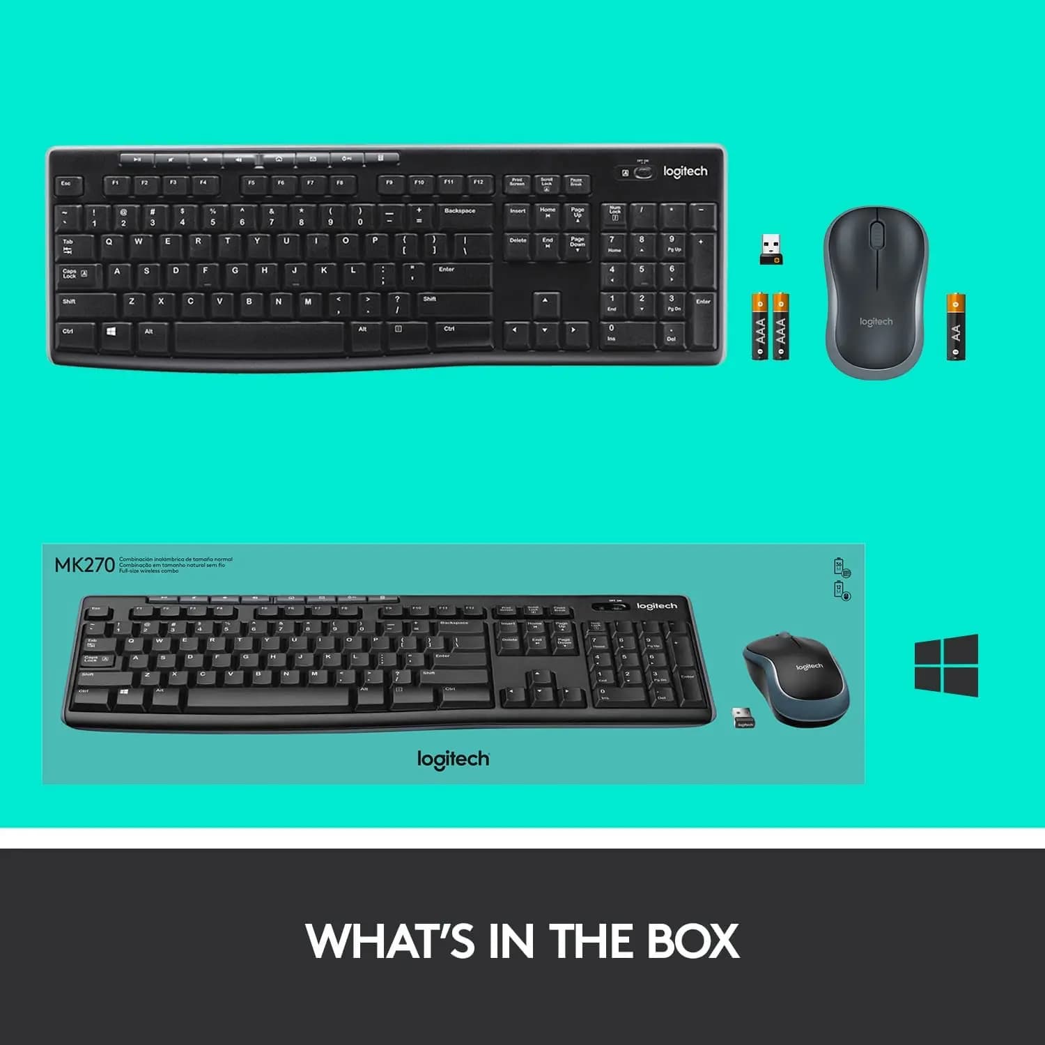  MK270, LOGITECH, Keyboard, Wireless Combo, BLACK.