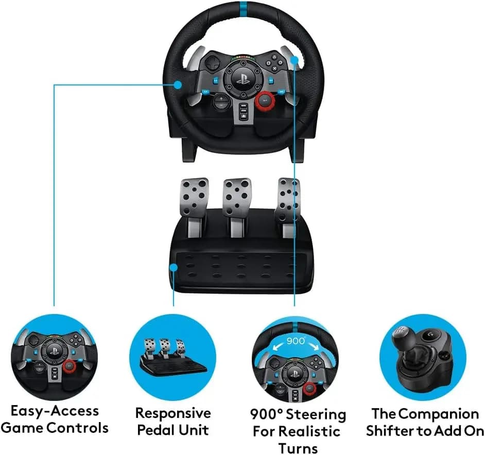 G29, LOGITECH Driving Force Racing Wheel  Xbox, PlayStation 5,4,3  and PC , BLACK - USB (L941-000112 )