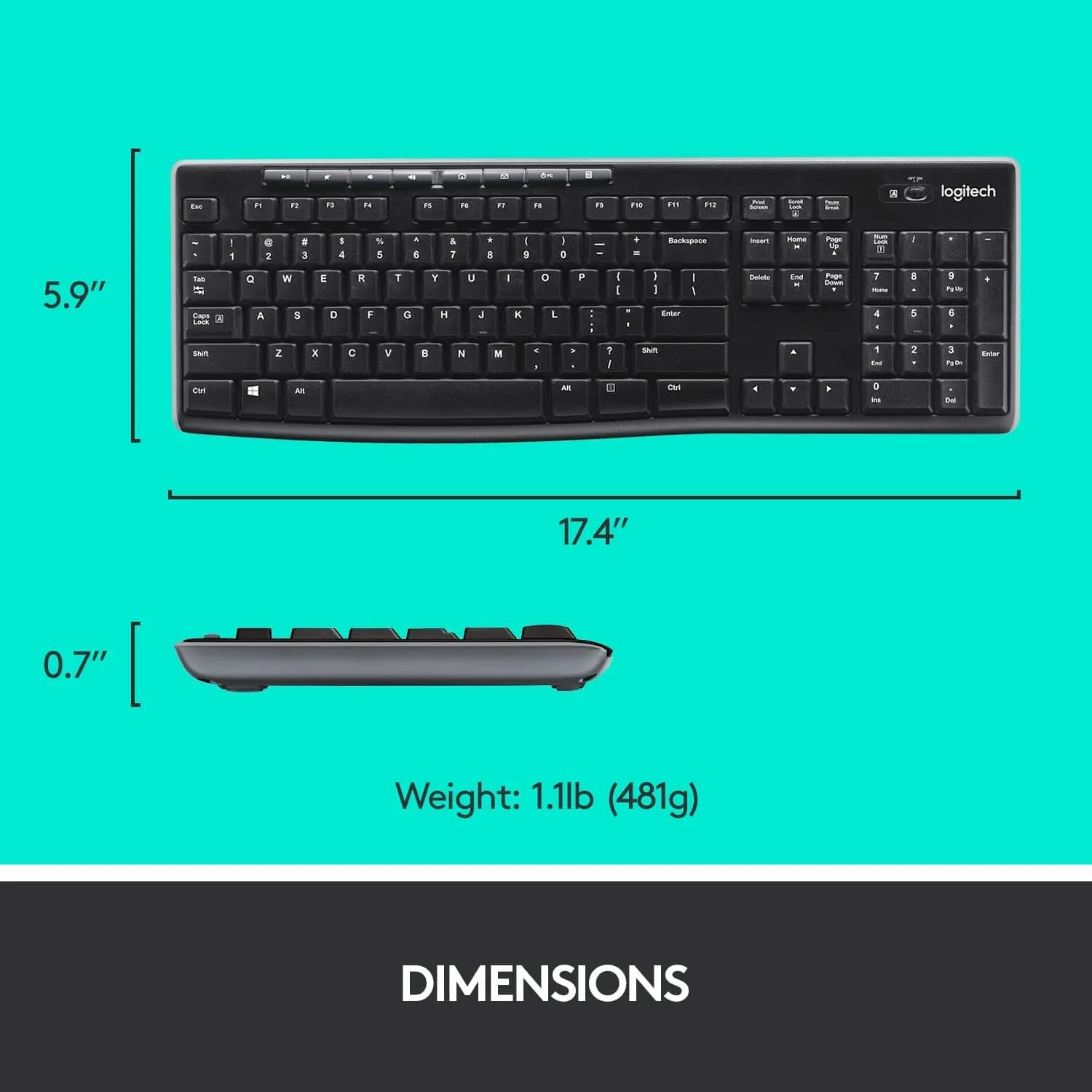  MK270, LOGITECH, Keyboard, Wireless Combo, BLACK.