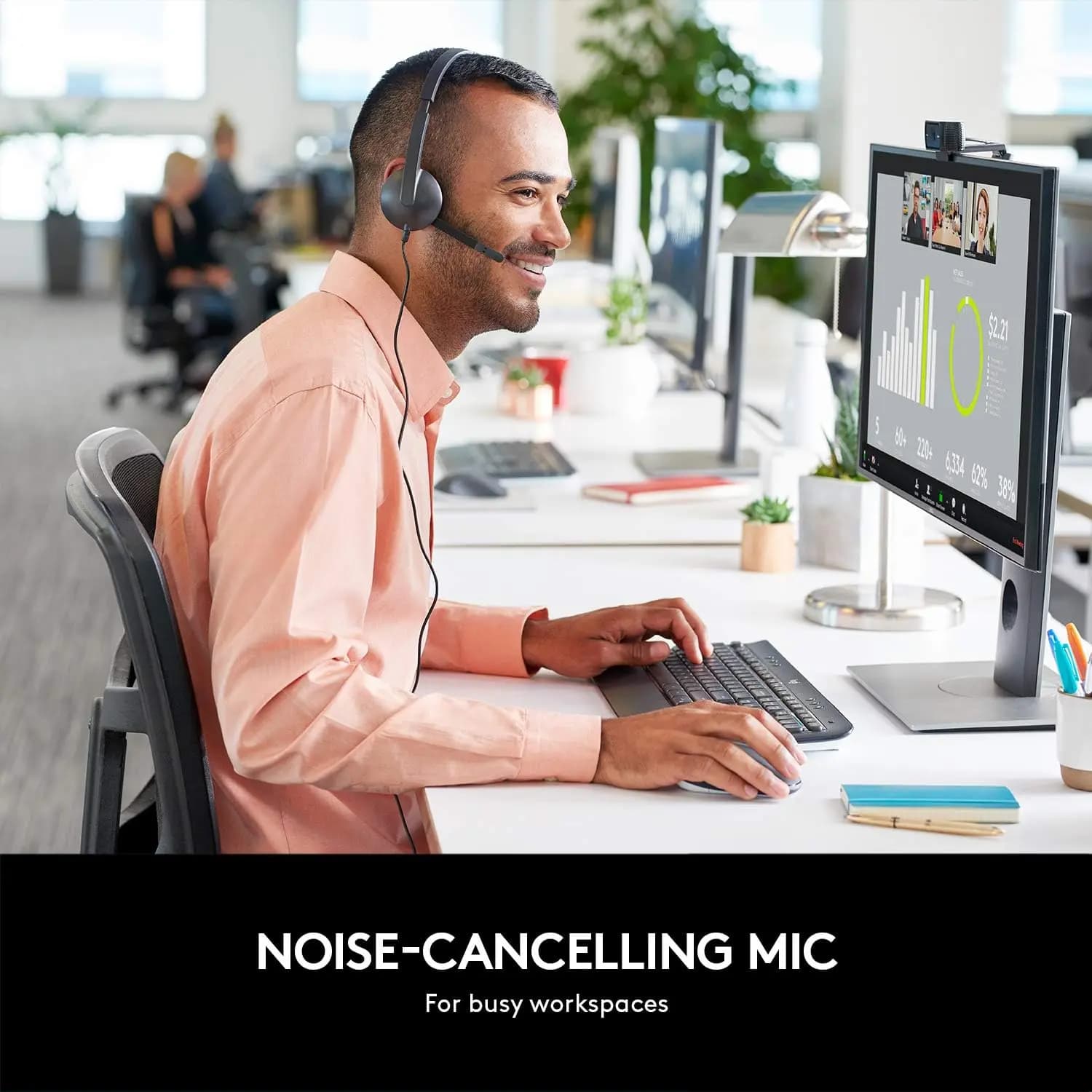 Logitech, H340 Computer USB Headset Black