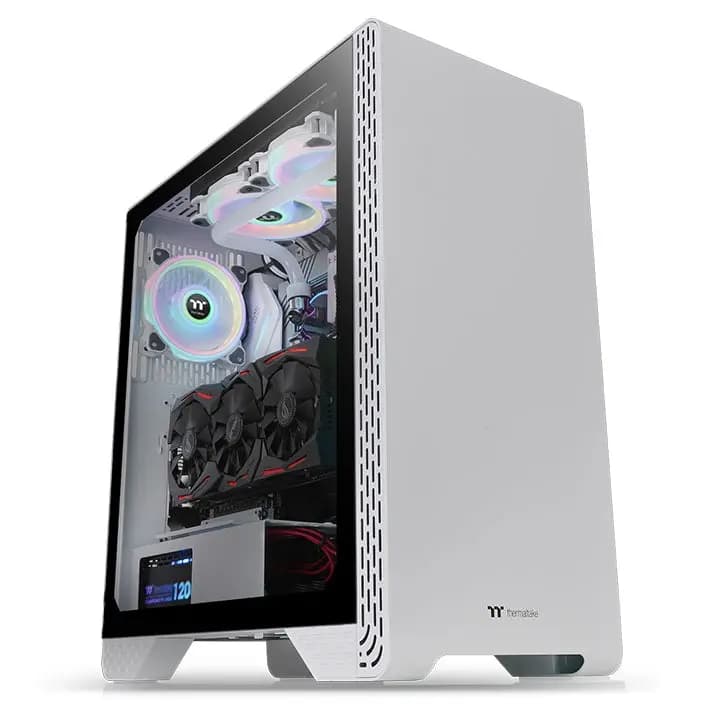 Thermaltake, S300 Tempered Glass Snow Edition Mid-Tower Chassis Case White.