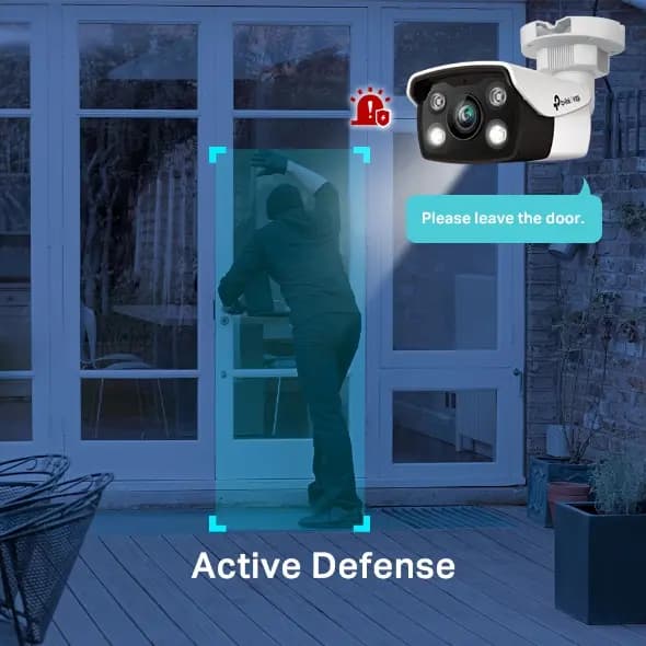 VIGI C350(4mm), TPLINK, Camera, 5MP Outdoor Full-Color Bullet 1/2.7 CMOS F1.6, IP67, H.265+ 2 Way Audio, SD Card up to 512G PoE