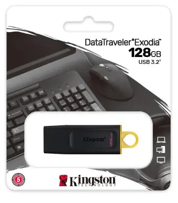 KINGSTON, DTX/128GB, USB3.2, Black + Yellow.