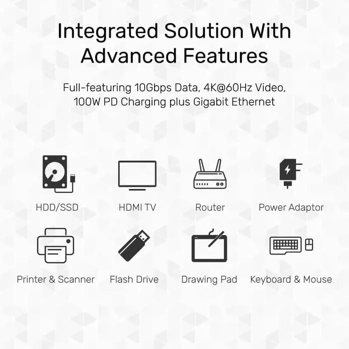D1028A, UNITEK,5-In-1 USB3.1 10Gbps Multi-Port Hub (2-Port USB-A 10Gbps+HDMI 4K60Hz+RJ45+PD 100W), Space Grey