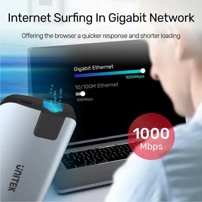 D1028A, UNITEK,5-In-1 USB3.1 10Gbps Multi-Port Hub (2-Port USB-A 10Gbps+HDMI 4K60Hz+RJ45+PD 100W), Space Grey