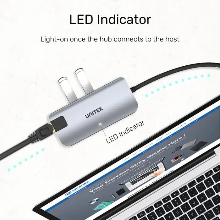 D1028A, UNITEK,5-In-1 USB3.1 10Gbps Multi-Port Hub (2-Port USB-A 10Gbps+HDMI 4K60Hz+RJ45+PD 100W), Space Grey