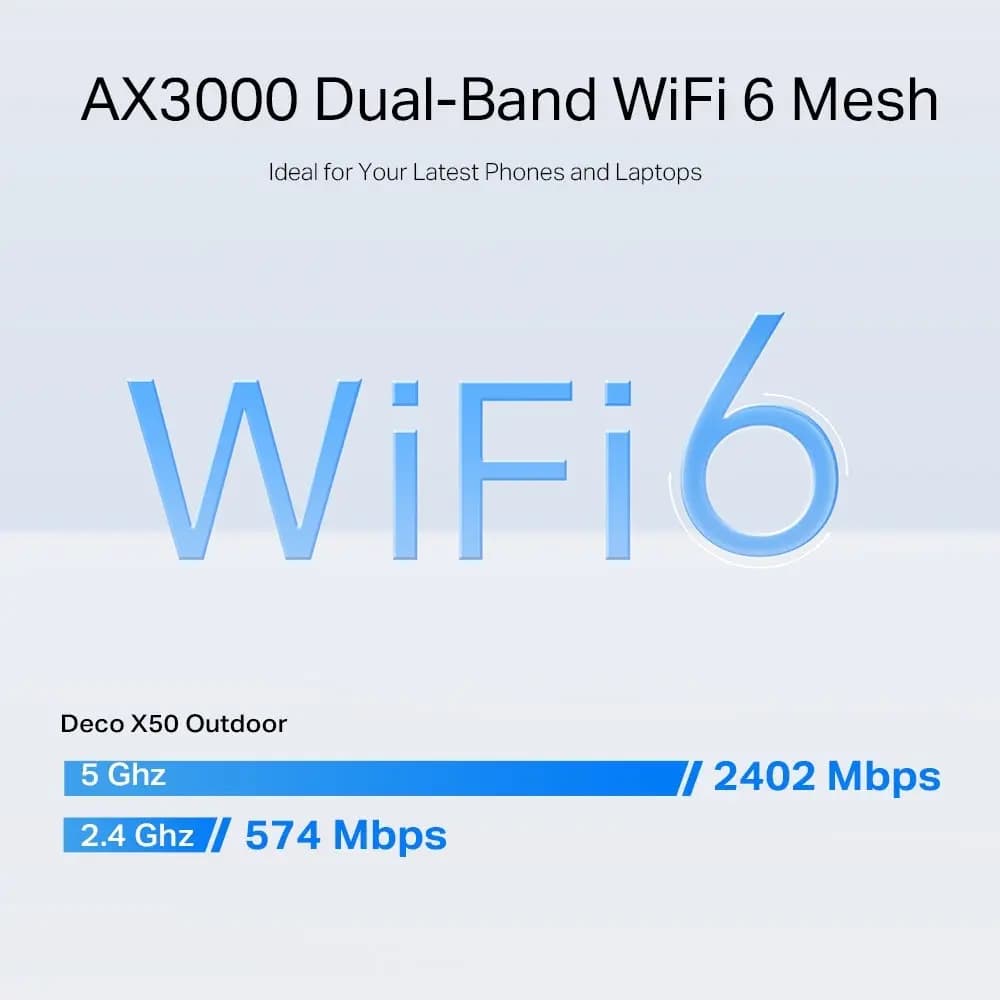 TP-Link, Deco X50-Outdoor(1-pack), AX3000 Outdoor/Indoor Mesh Wi-Fi 6