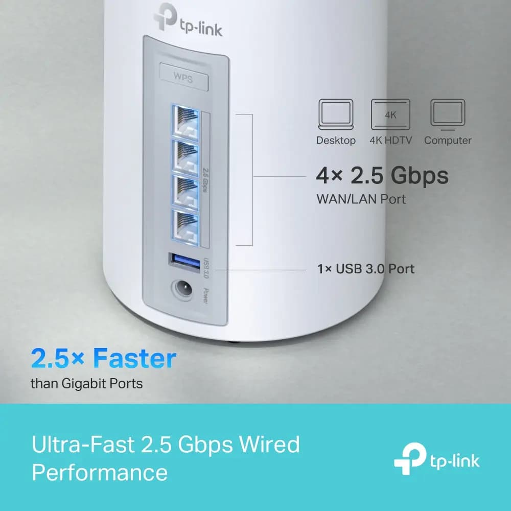 TP-LINK, Deco BE65(1-pack), BE9300 Whole Home Mesh WiFi 7 System