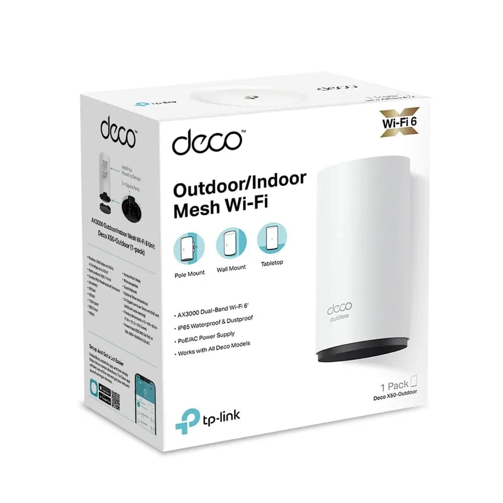 TP-Link, Deco X50-Outdoor(1-pack), AX3000 Outdoor/Indoor Mesh Wi-Fi 6