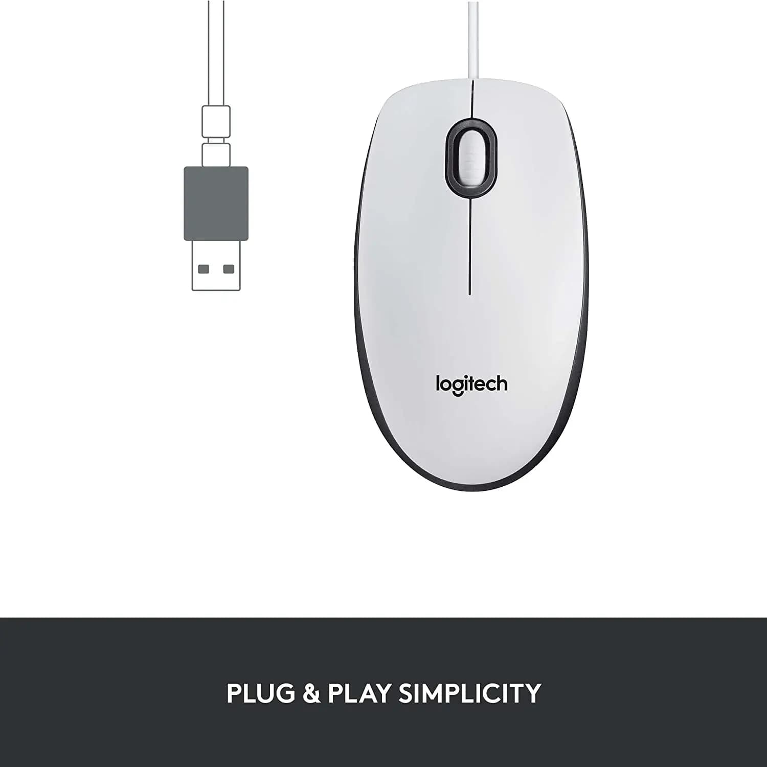 logitech, M100, Mouse White