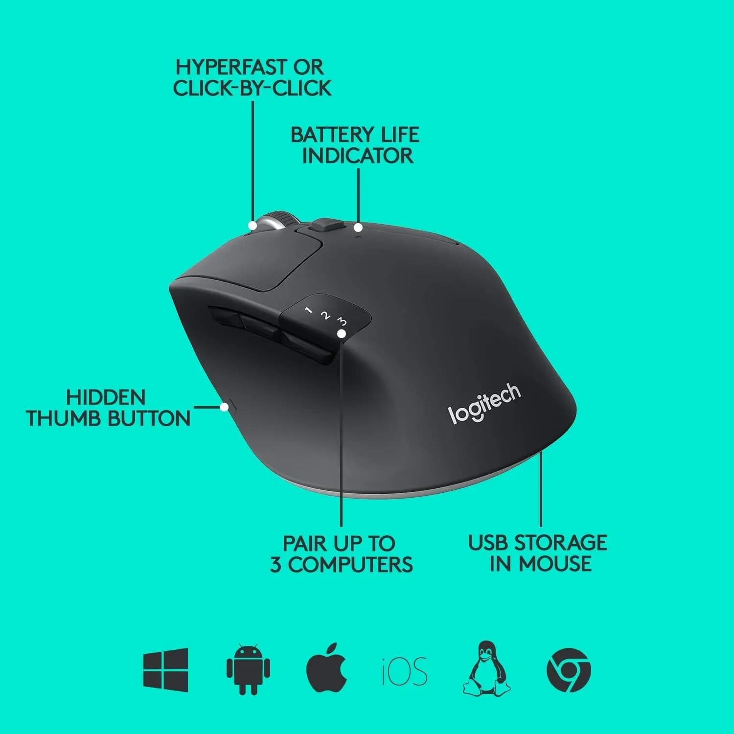 logitech, M720, Mouse Black