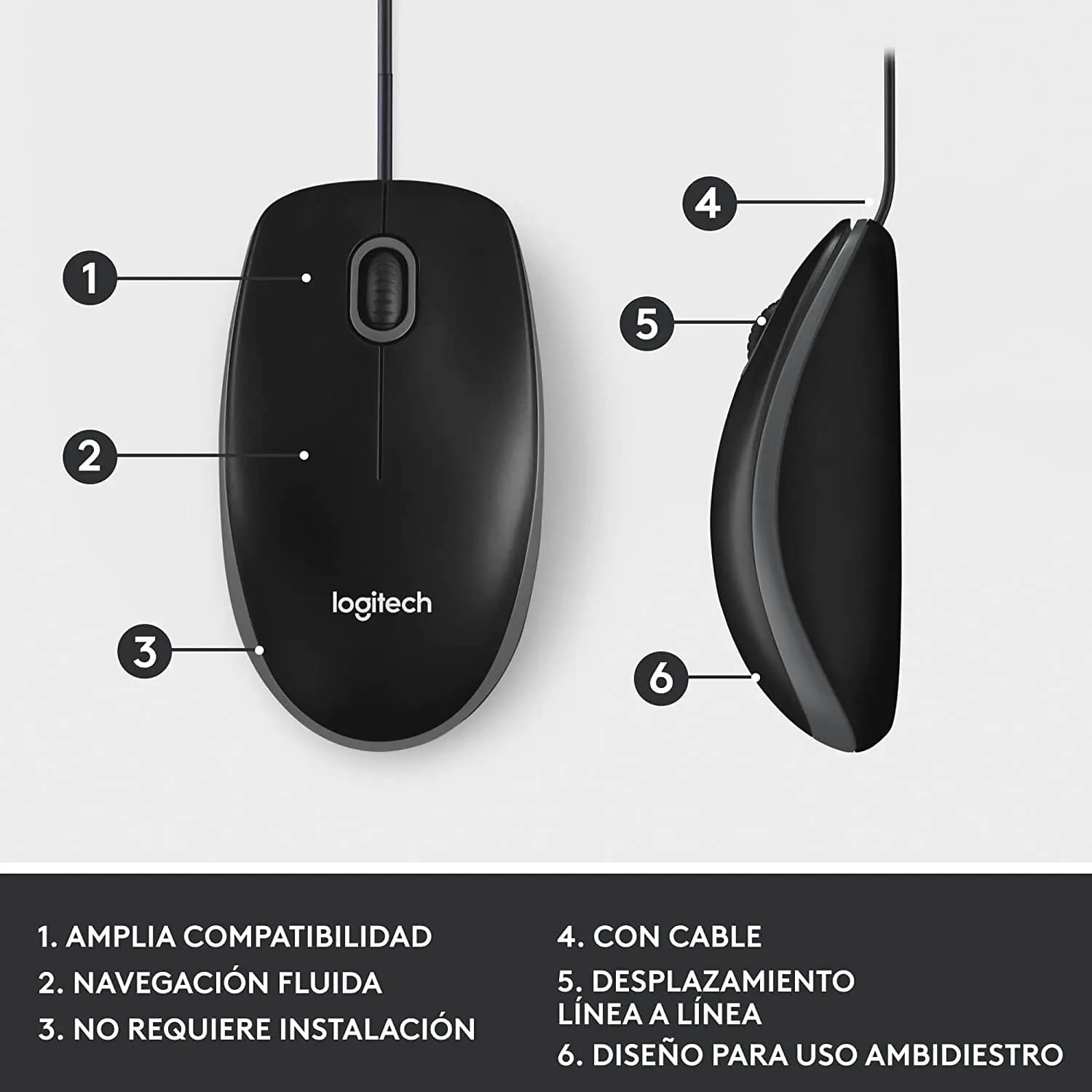 logitech, M100, Mouse Black