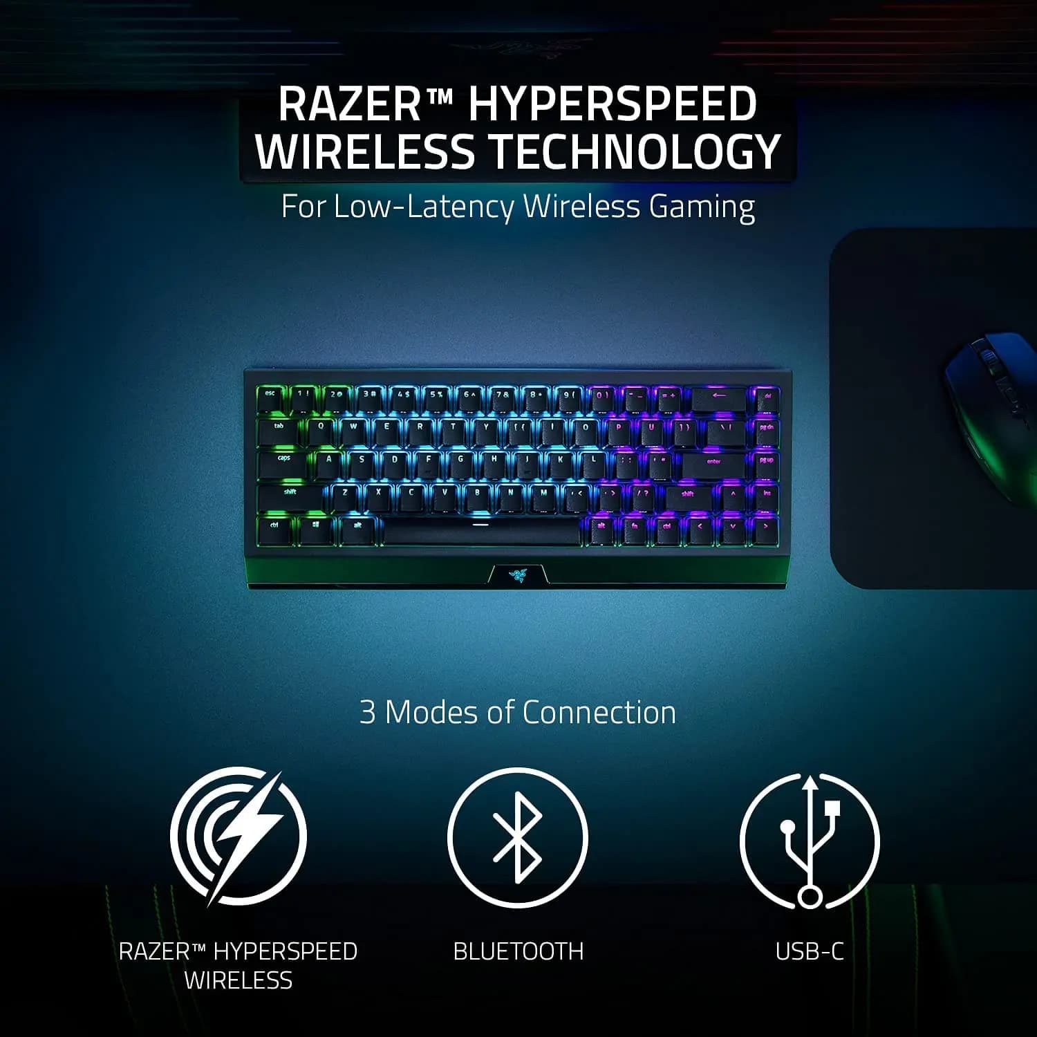 Razer, BlackWidow V3 Mini HyperSpeed, Keyboard Black