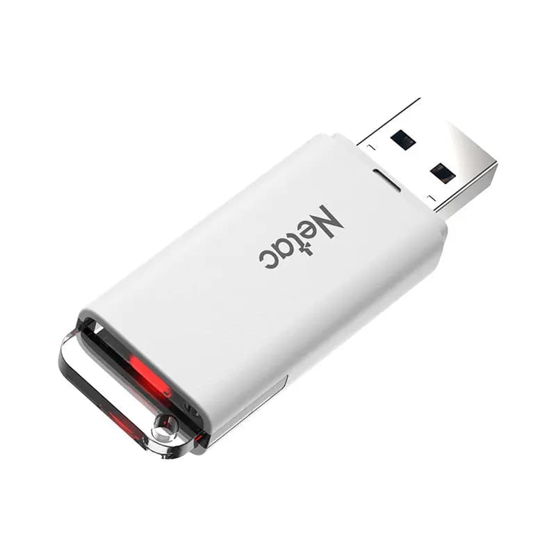 NETAC, U185, 32GB, USB2.0,with LED indicator, White+Black