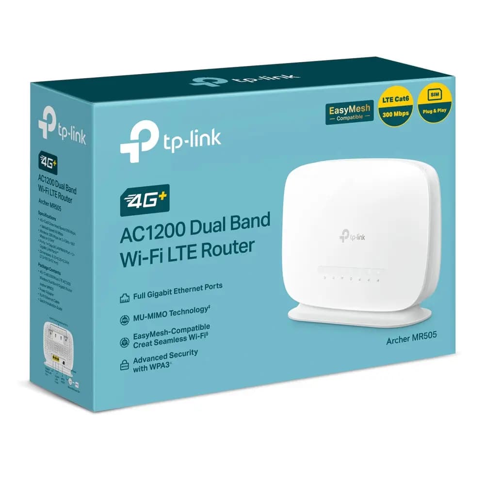 TP-Link, Archer MR505, 4G+ Cat6 AC1200 Wireless Dual Band Gigabit Router