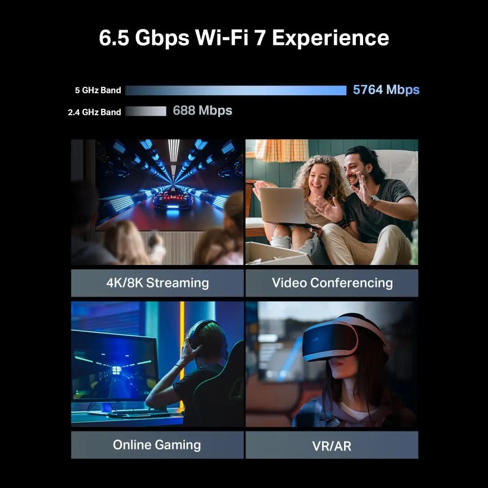 TP-Link, Archer BE400, BE6500 Dual-Band Wi-Fi 7 Router