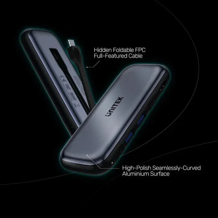 D1046A, UNITEK,6-in-1 USB-C 10Gbps Hub with M.2 SSD Enclosure 2*USB-A+USB-C 10Gbps+PD100W+HDMI 4K60Hz+M.2 PCIe/NVMe SSD