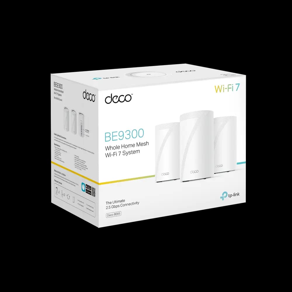 TP-LINK, Deco BE65(1-pack), BE9300 Whole Home Mesh WiFi 7 System