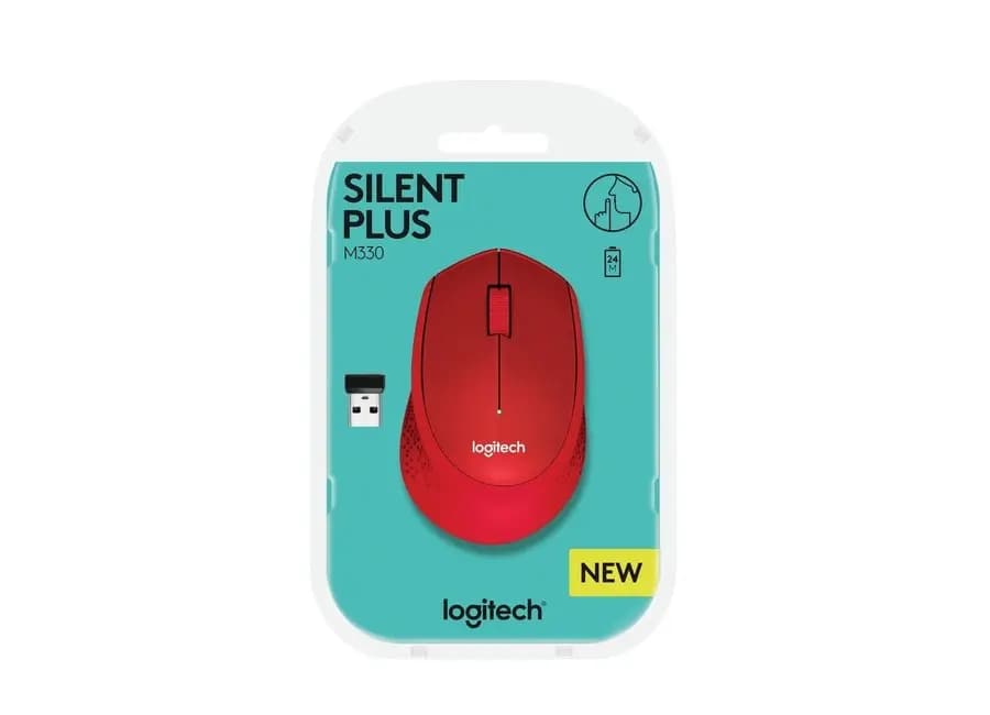 logitech, M330, Mouse Red