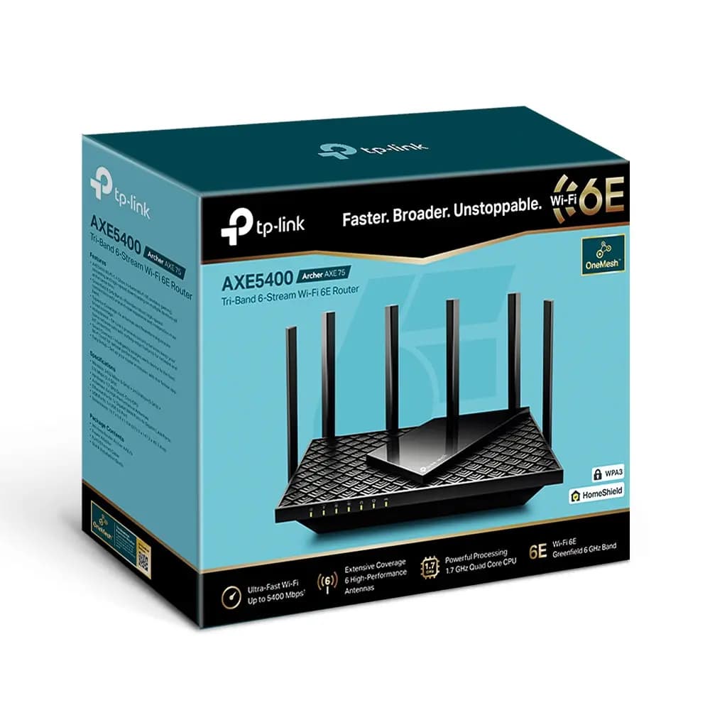 TP-Link, Archer AXE75, AXE5400 Tri-Band Wi-Fi 6E Router