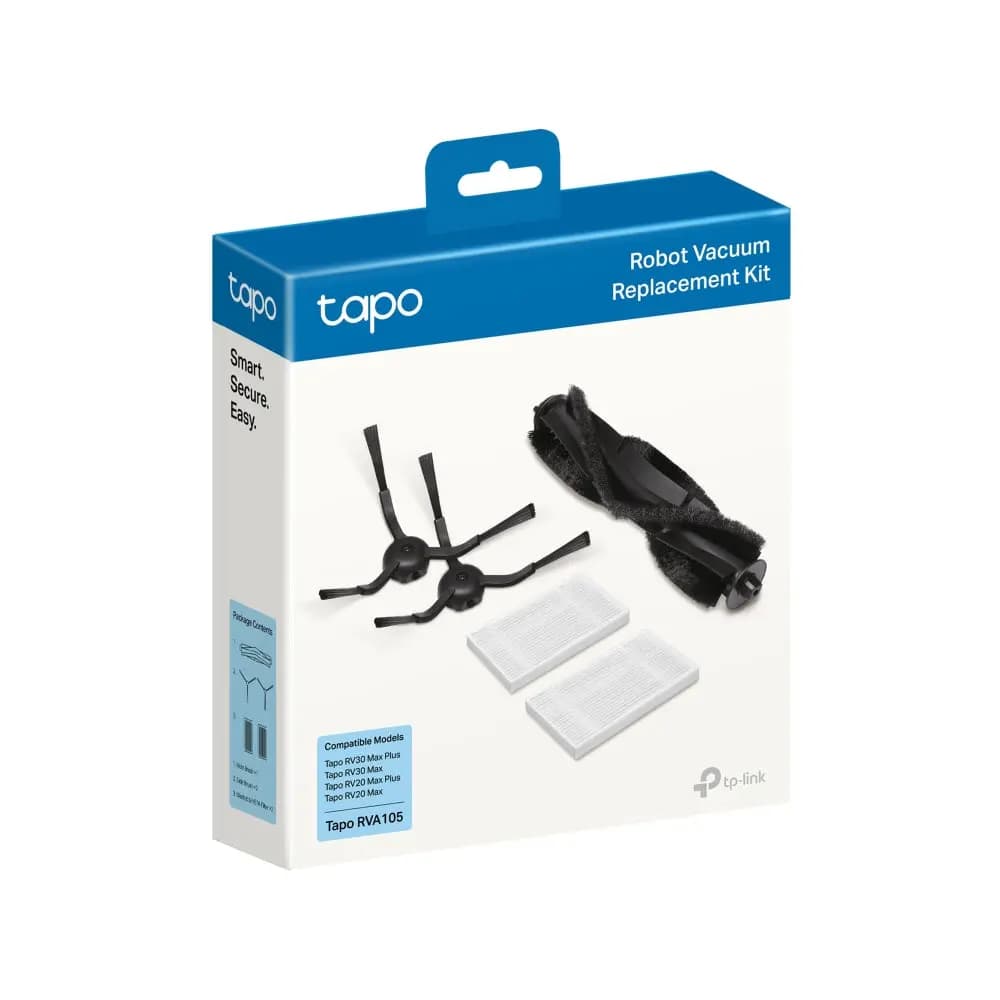 TP-Link, Tapo RVA105, Robot Vacuum Replacement Kit Main Brush ×1, Side Brush ×2, Washable HEPA Filter ×2