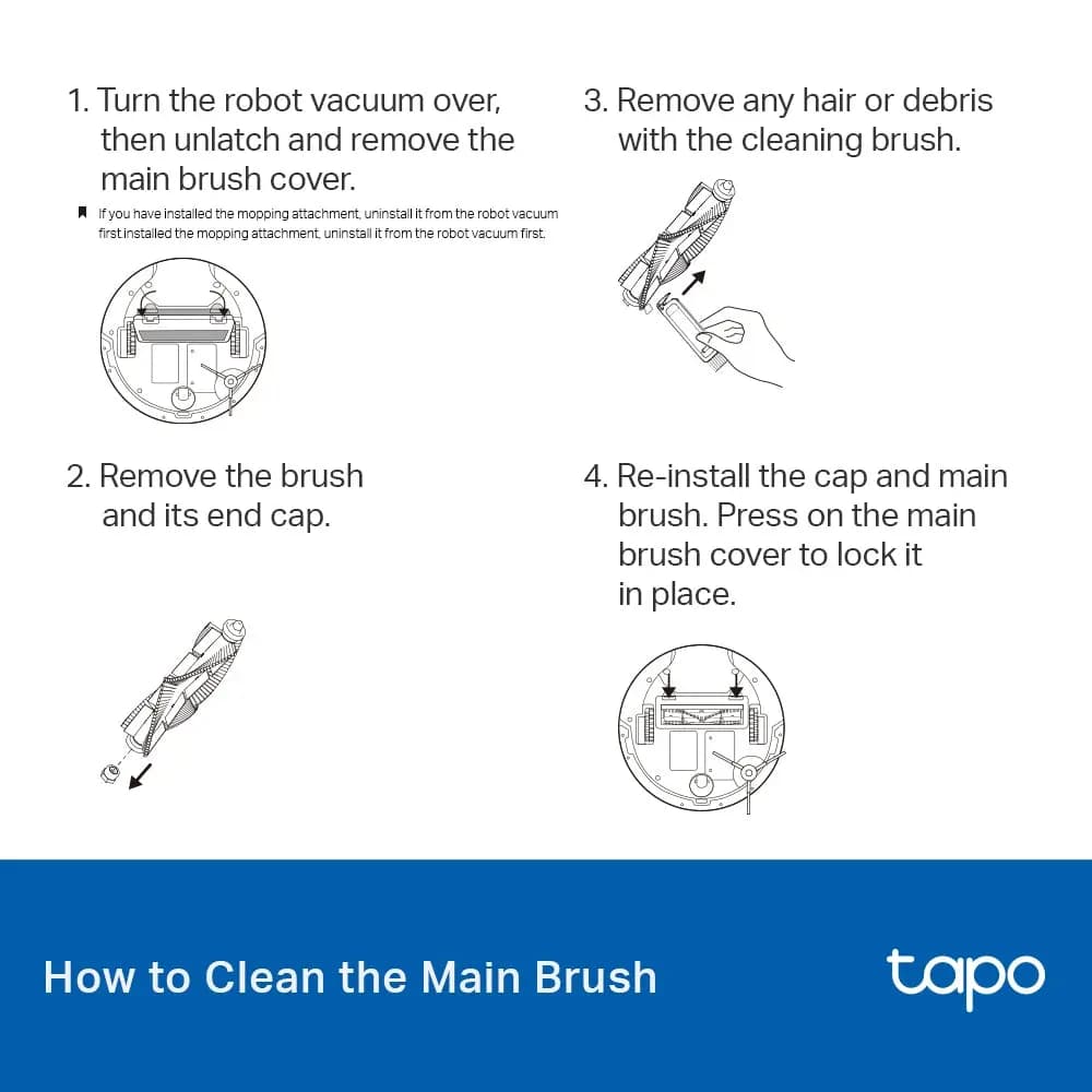TP-Link, Tapo RVA105, Robot Vacuum Replacement Kit Main Brush ×1, Side Brush ×2, Washable HEPA Filter ×2