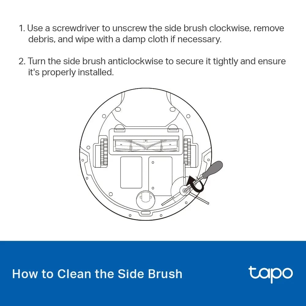 TP-Link, Tapo RVA105, Robot Vacuum Replacement Kit Main Brush ×1, Side Brush ×2, Washable HEPA Filter ×2
