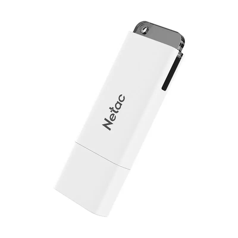 NETAC, U185, 32GB, USB2.0,with LED indicator, White+Black