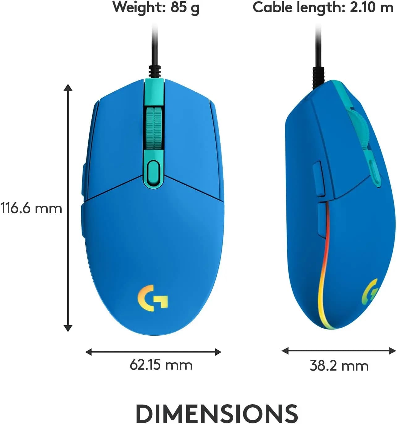 logitech, G203, Mouse Blue.