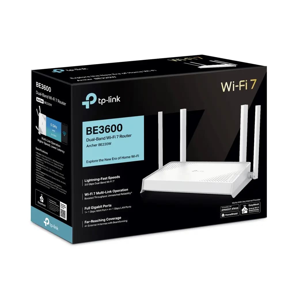 TP-Link, Archer BE220W, BE3600 Dual-Band Wi-Fi 7 Router
