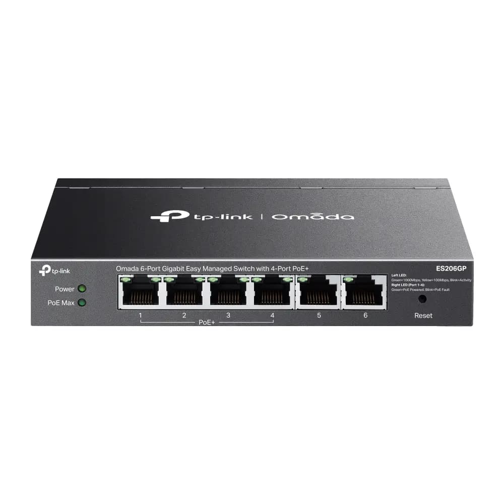 TP-Link, Omada ES206GP, 6-Port Gigabit Easy Managed Switch with 4-Port PoE+