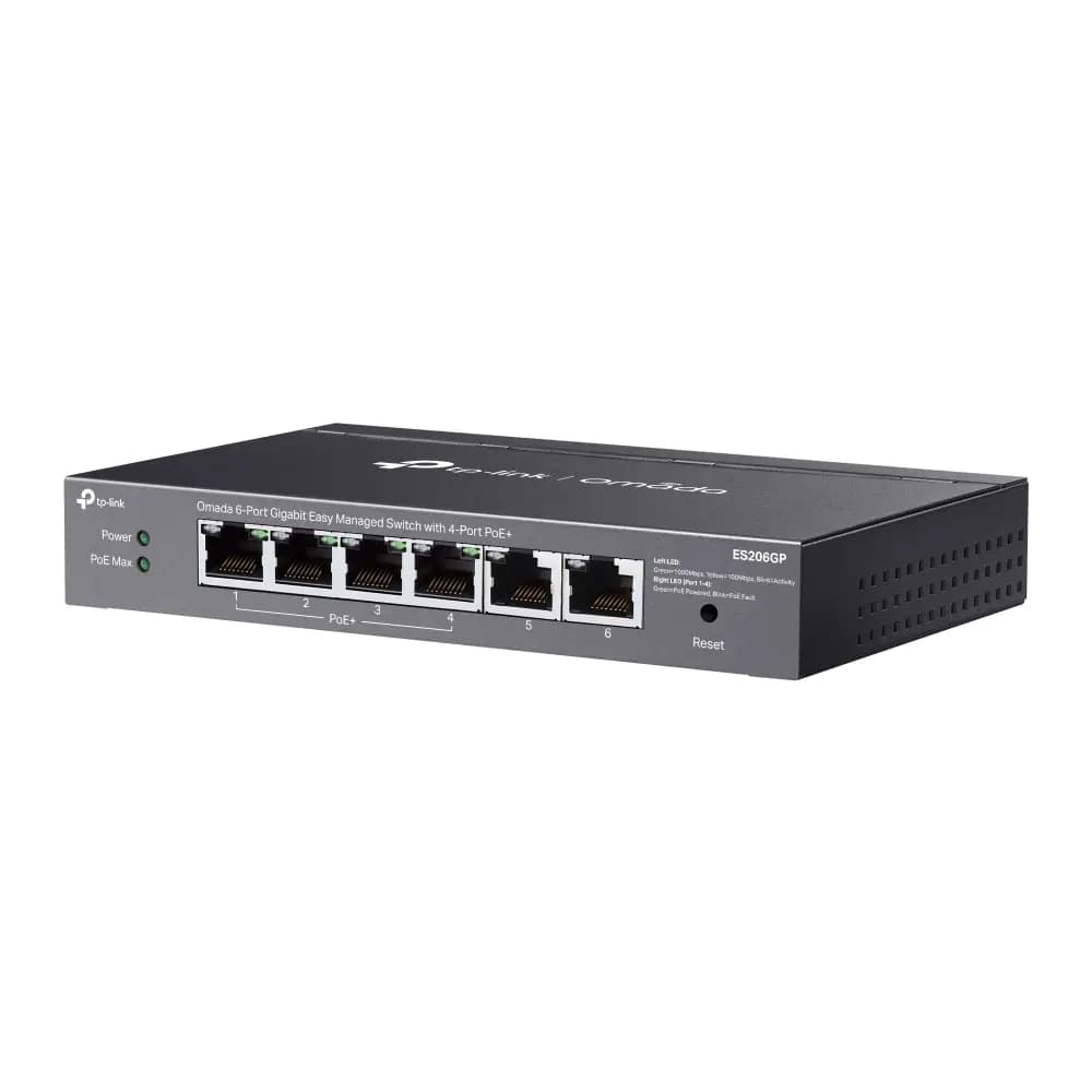 TP-Link, Omada ES206GP, 6-Port Gigabit Easy Managed Switch with 4-Port PoE+