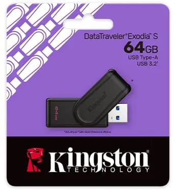 KINGSTON, DTXS/64GB, USB 3.2, Type-A Gen1 DT Exodia S, Black