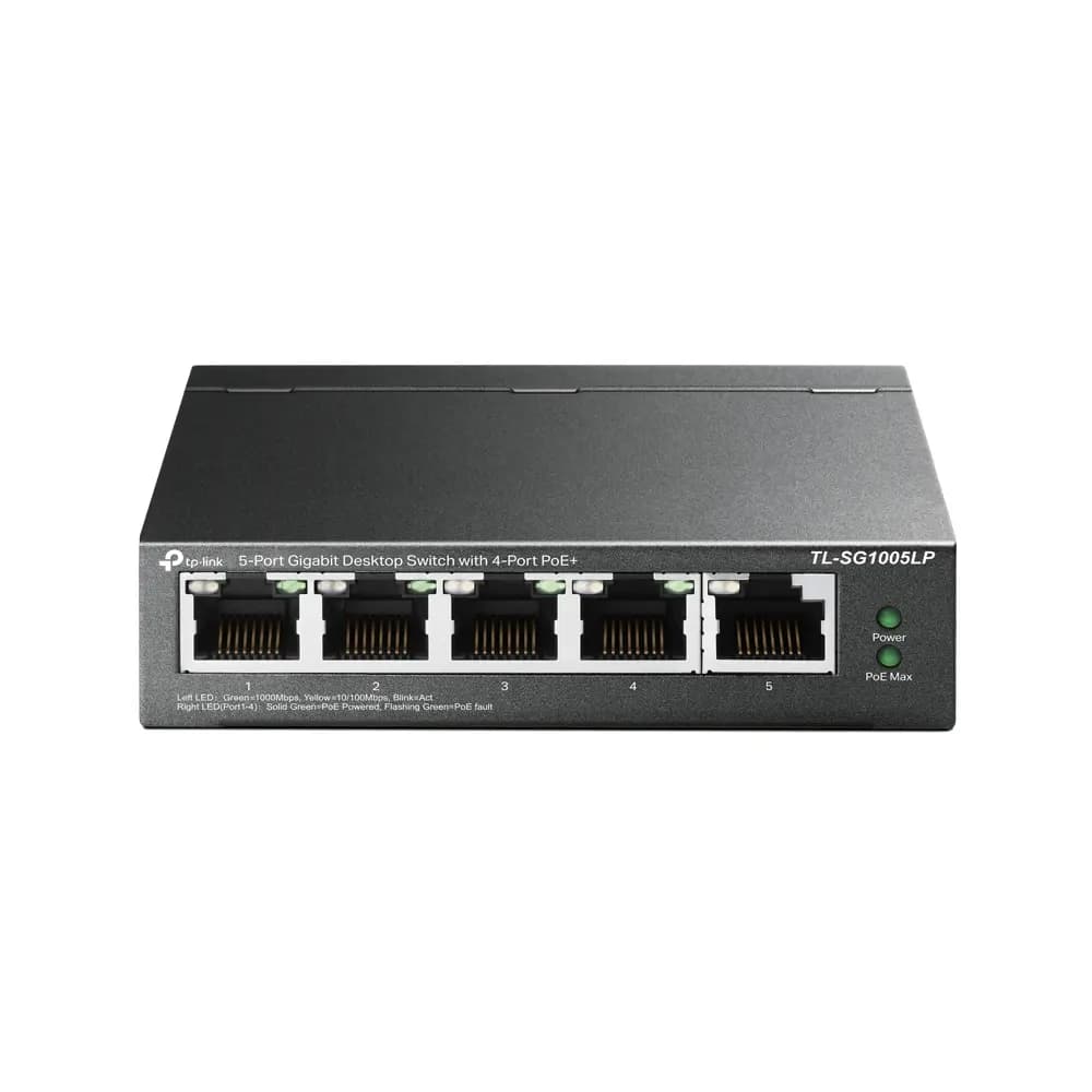 TP-Link, TL-SG1005LP, Switch, 5-Port Gigabit Desktop Switch with 4-Port PoE+.