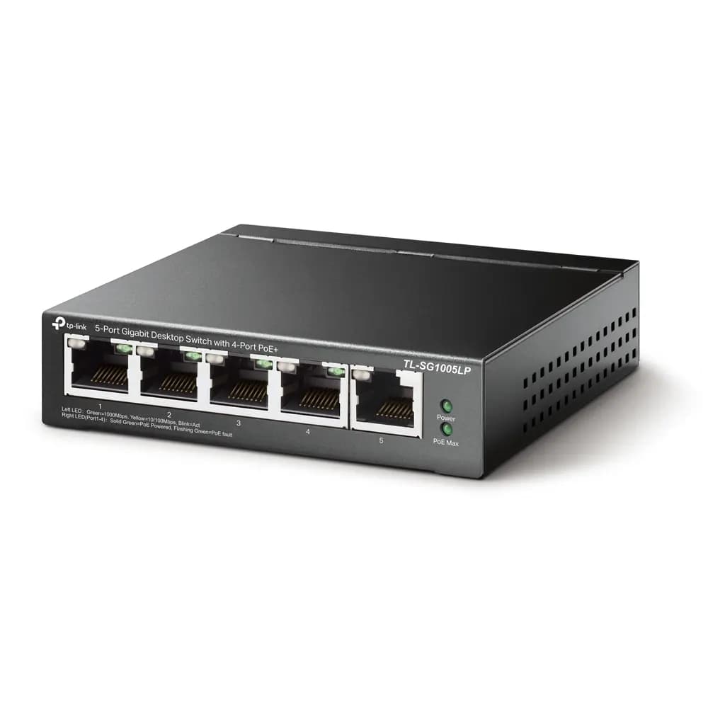 TP-Link, TL-SG1005LP, Switch, 5-Port Gigabit Desktop Switch with 4-Port PoE+.
