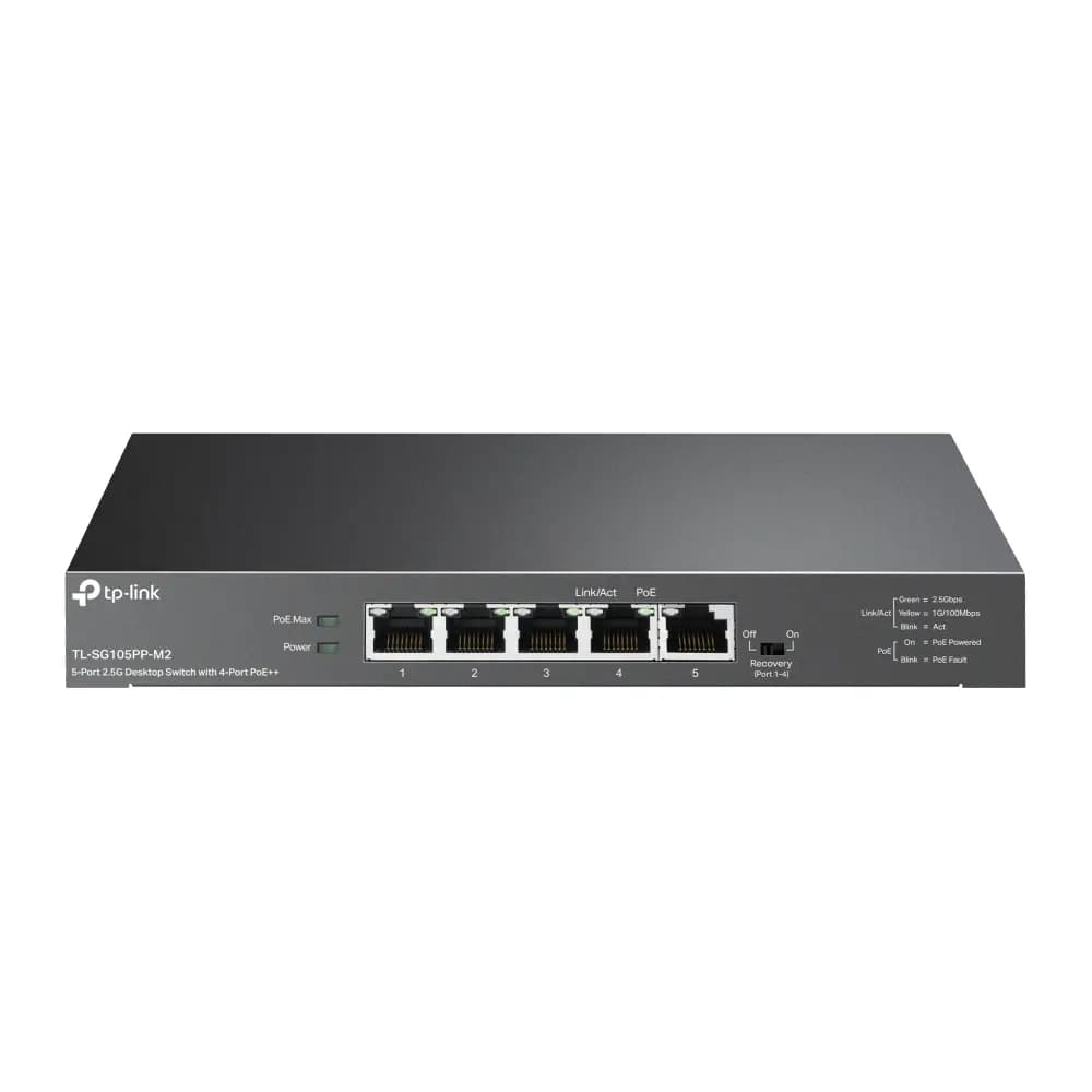 TP-Link, TL-SG105PP-M2, 5-Port 2.5G Desktop Switch with 4-Port PoE++, 123W