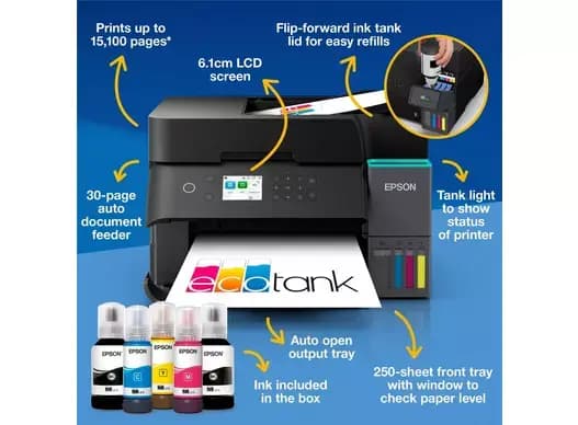 EPSON EcoTank L6370 A4 ფერადი მულტიფუნქციური WiFi პრინტერი