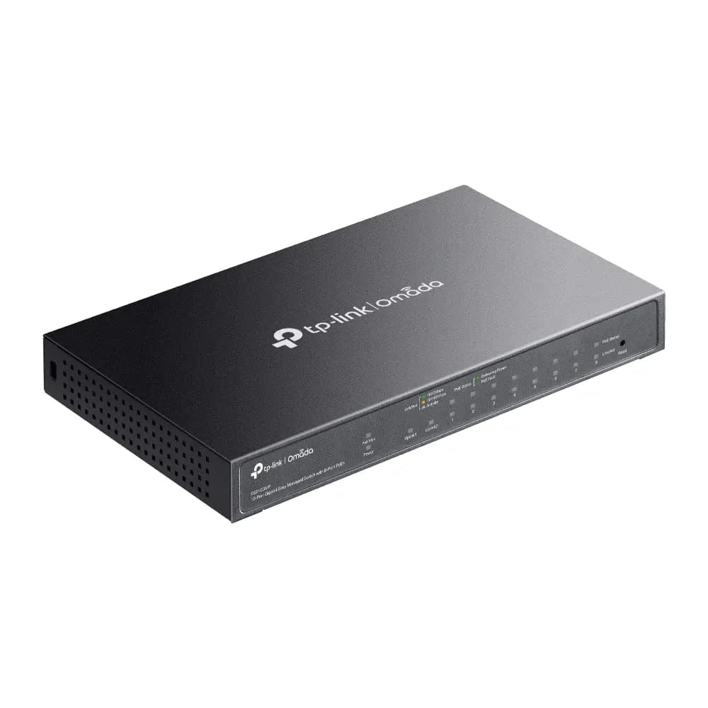TP-Link, ES210GMP, Omada 10-Port Gigabit Easy Managed Switch with 8-Port PoE+