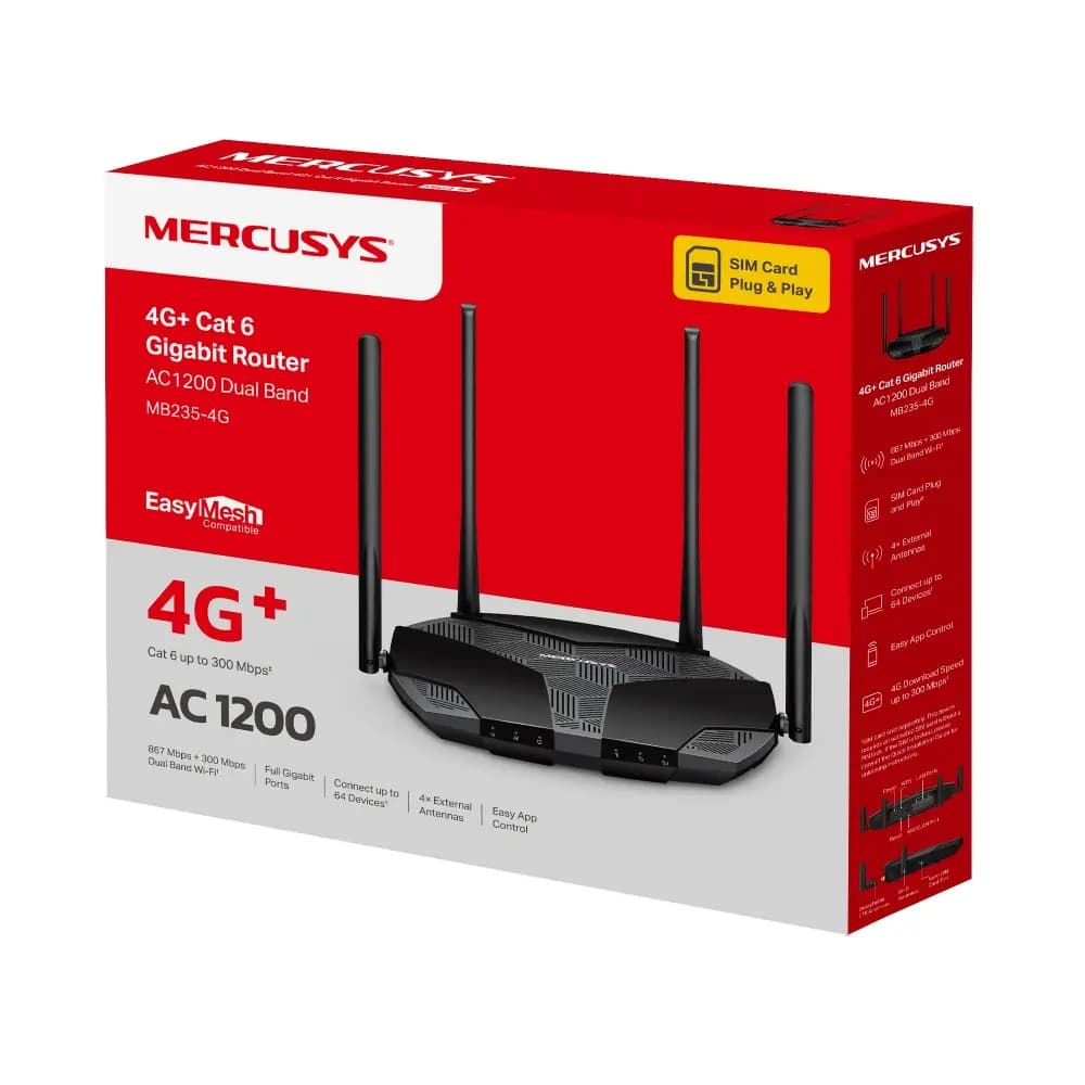 MERCUSYS, MB235-4G, Router, 4G+ Cat6 AC1200 Wireless Dual Band Gigabit Router
