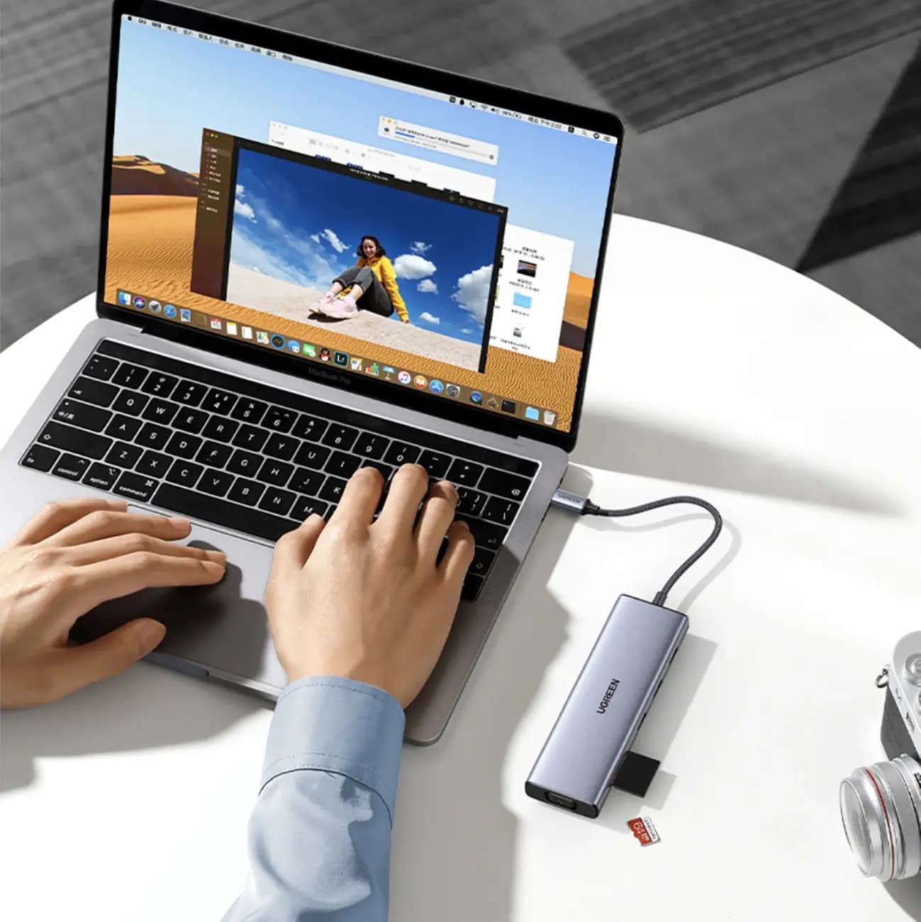 CM498, UGREEN, USB HUB, USB-C, USB, HDMI, VGA, RJ45, SD, TF, Hub, Gray.