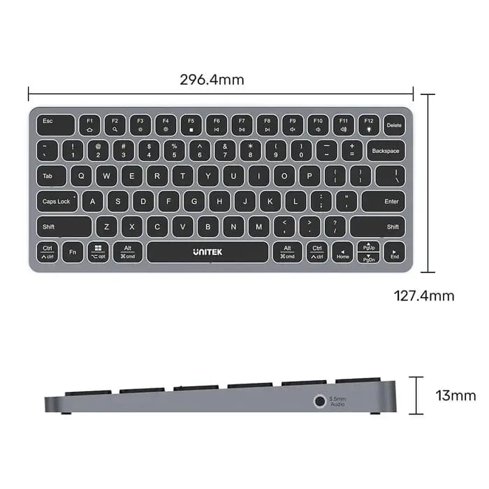 UNITEK, D1092A, 9-in-1 USB-C Keyboard Hub, Grey