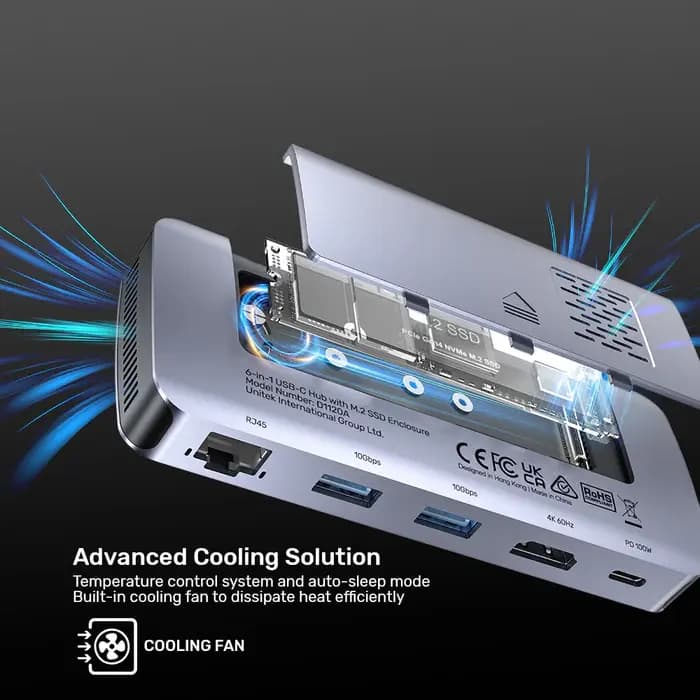 D1120A, UNITEK, USB HUB, 6-in-1 USB-C 10Gbps Hub.
