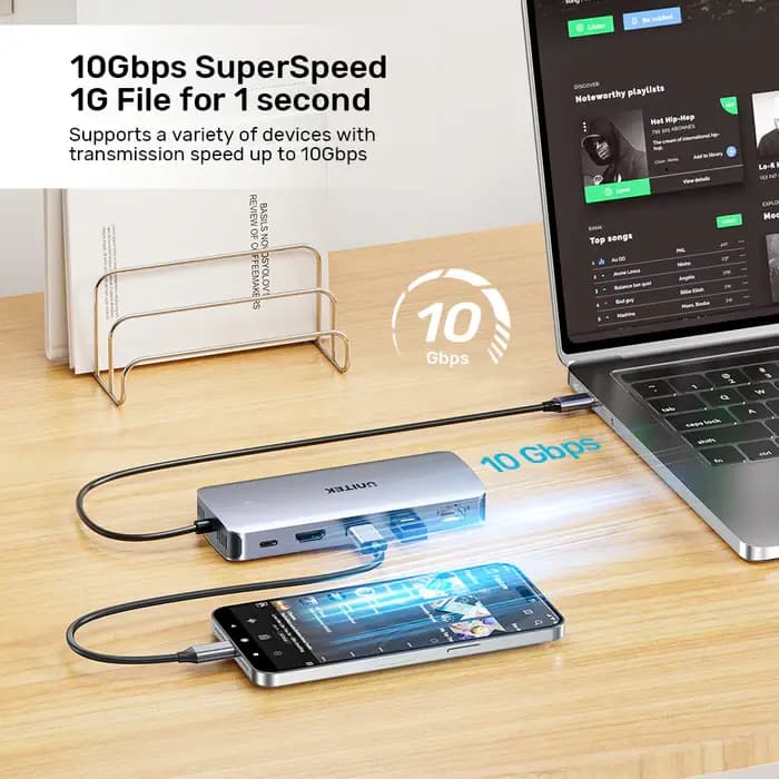 D1120A, UNITEK, USB HUB, 6-in-1 USB-C 10Gbps Hub.