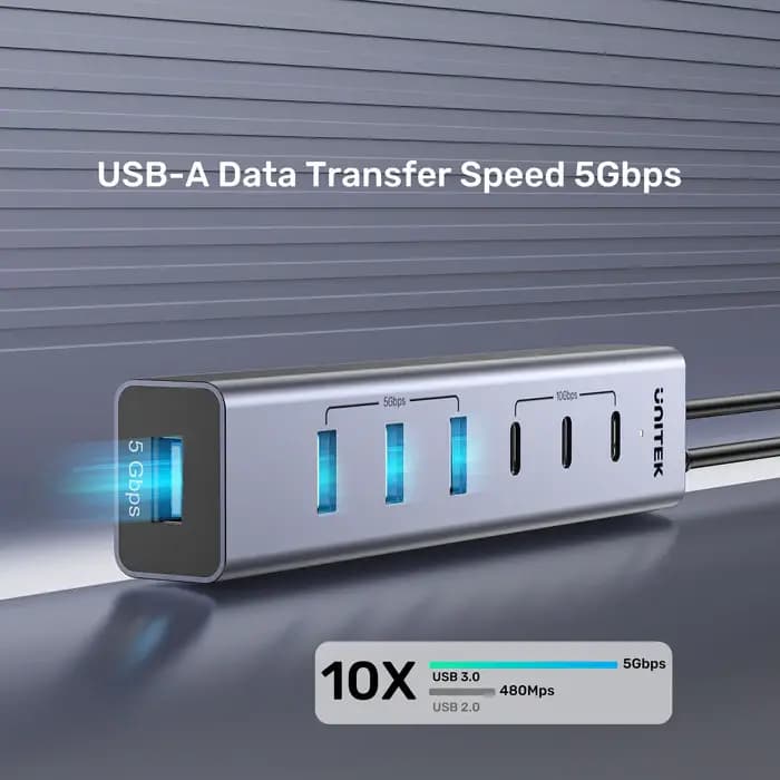 H1335A, UNITEK, USB HUB, 7-in-1 USB-C 10Gbps Hub (3*USB-C 10Gbps+ 4*USB-A 5Gbps).