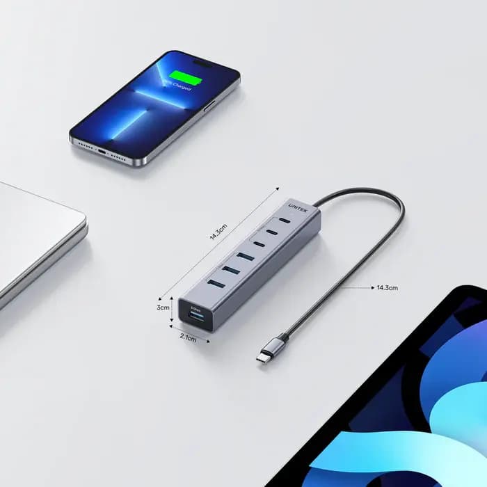 H1335A, UNITEK, USB HUB, 7-in-1 USB-C 10Gbps Hub (3*USB-C 10Gbps+ 4*USB-A 5Gbps).