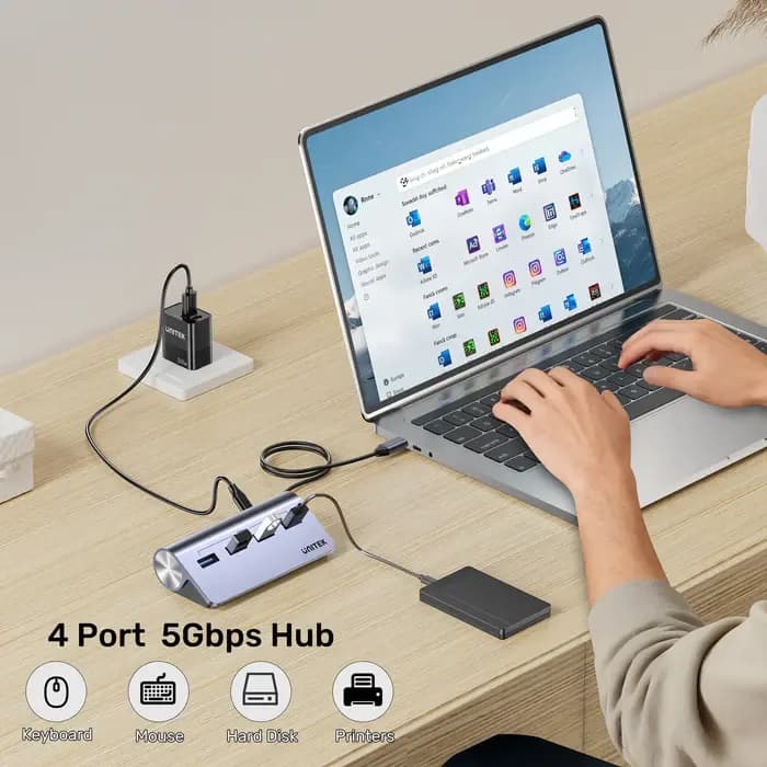 H1337BGY01 UNITEK 4-in-1 USB-C 5Gbps Hub (4*USB-A 5Gbps)