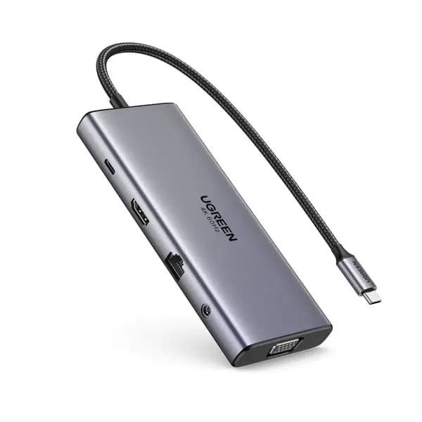 CM639, UGREEN, USB HUB, Type-C, USB-A, HDMI, VGA, RJ45, SD/TF, 3.5MM, PD, 11-in-1 USB-C Hub, Grey.