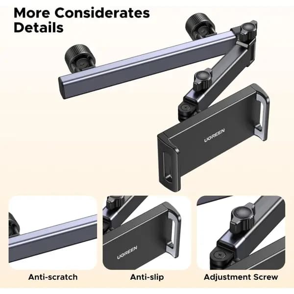 LP904, UGREEN, Holder, ar Headrest Tablet Holder, Black/Grey.