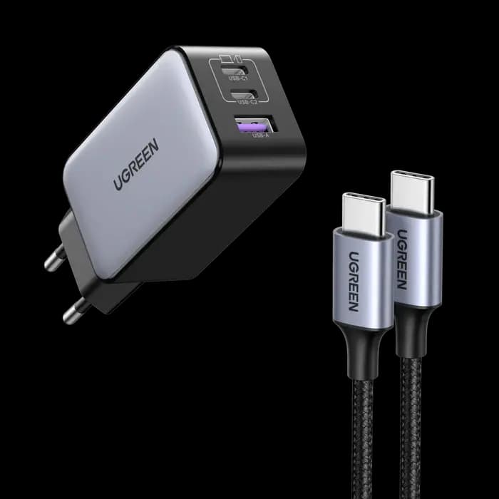 X553, UGREEN, Power Supply, Nexode Air, 65W, USB, USB-C x2, Grey.