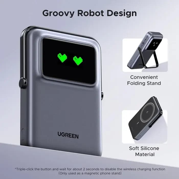 UGREEN, PB572, Power Bank, Uno, 10000mAh, Magnetic Wireless, Grey.